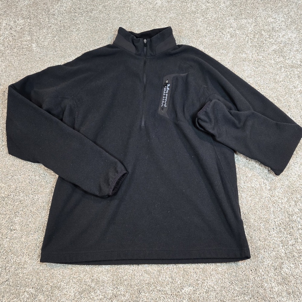 Marmot Alpinist Tech Grid Fleece Half-Zip Pullover men's L black thermal pocket